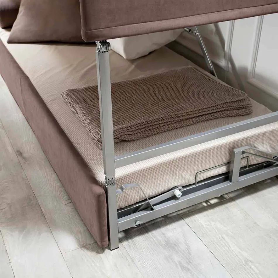 Modernes Etagenschlafsofa aus braunem Stoff Made in Italy - Pont Viadurini