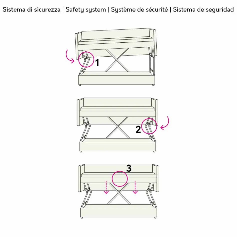 Modernes Etagenschlafsofa aus braunem Stoff Made in Italy - Pont Viadurini