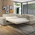 Design Eckschlafsofa aus beige Stoff Made in Italy - Ortensia Viadurini