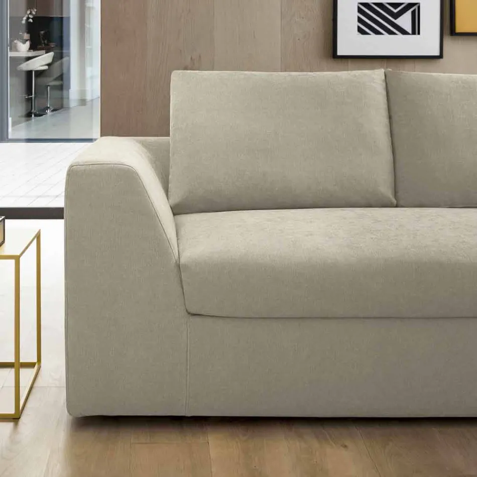 Design Eckschlafsofa aus beige Stoff Made in Italy - Ortensia Viadurini