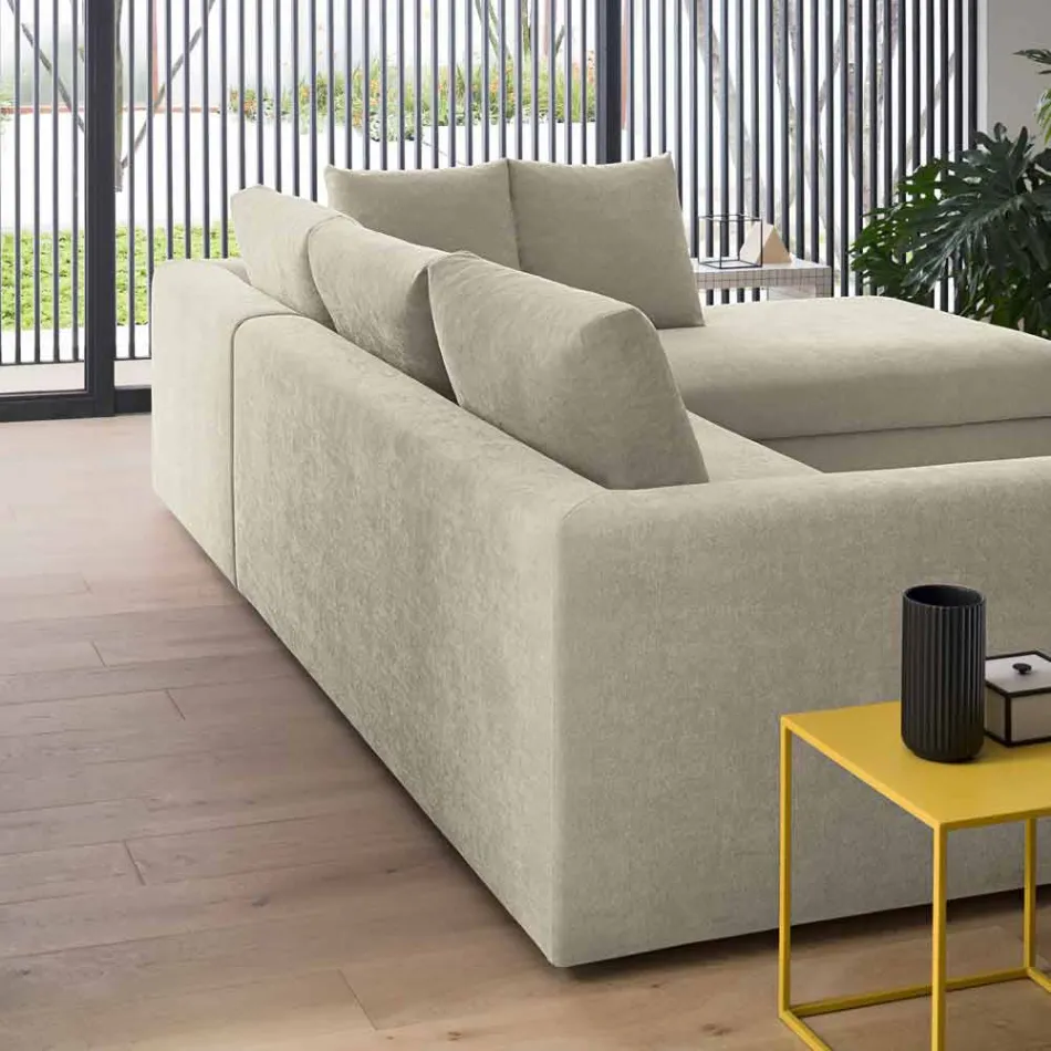 Design Eckschlafsofa aus beige Stoff Made in Italy - Ortensia Viadurini