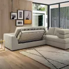 Design Eckschlafsofa aus beige Stoff Made in Italy - Ortensia Viadurini