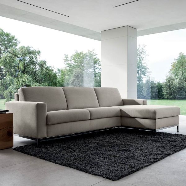 Schlafsofa mit halbinsel aus metall und polyurethan made in italy - folle