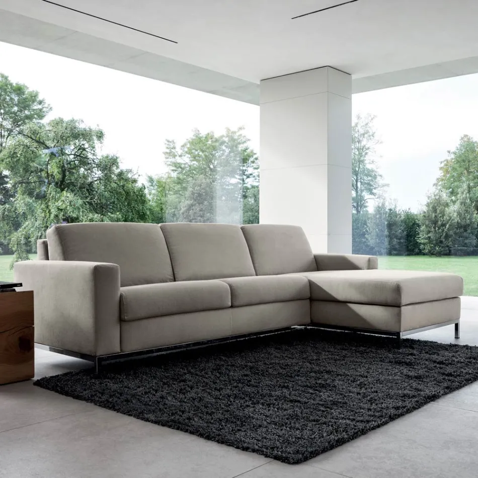 Schlafsofa mit Halbinsel aus Metall und Polyurethan Made in Italy - Folle Viadurini
