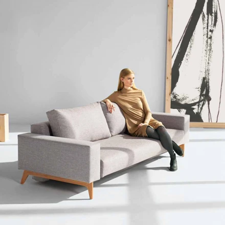 Moderne graue Sofa-Bett Idun in Dänemark gemacht - Innovation Viadurini