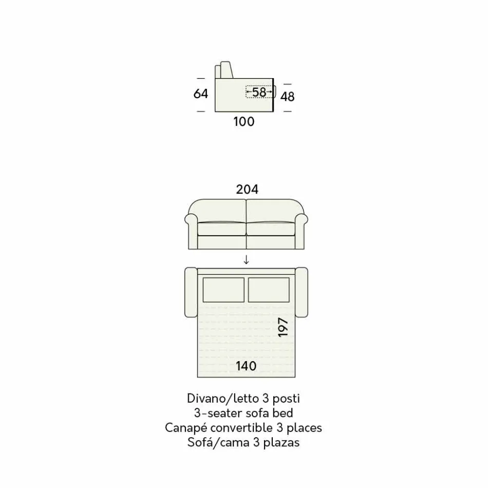 Doppelschlafsofa aus Designstoff Made in Italy - Anemone Viadurini