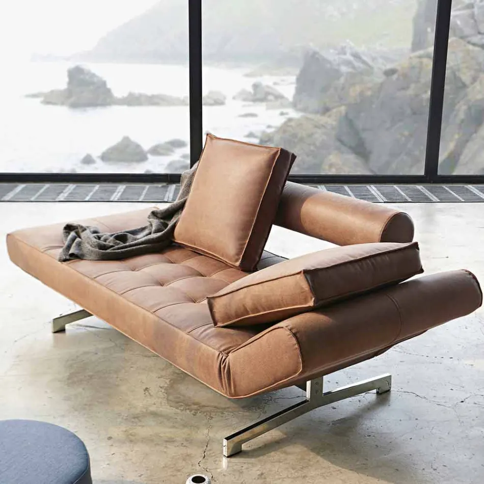 Ghia by Innovation modernes Polsterschlafsofa mit verchromten Beinen Viadurini