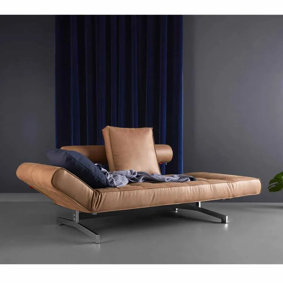 Ghia by Innovation modernes Polsterschlafsofa mit verchromten Beinen Viadurini