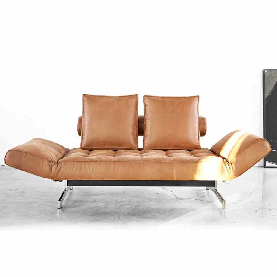 Ghia by Innovation modernes Polsterschlafsofa mit verchromten Beinen Viadurini