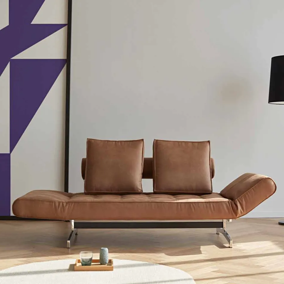 Ghia by Innovation modernes Polsterschlafsofa mit verchromten Beinen Viadurini