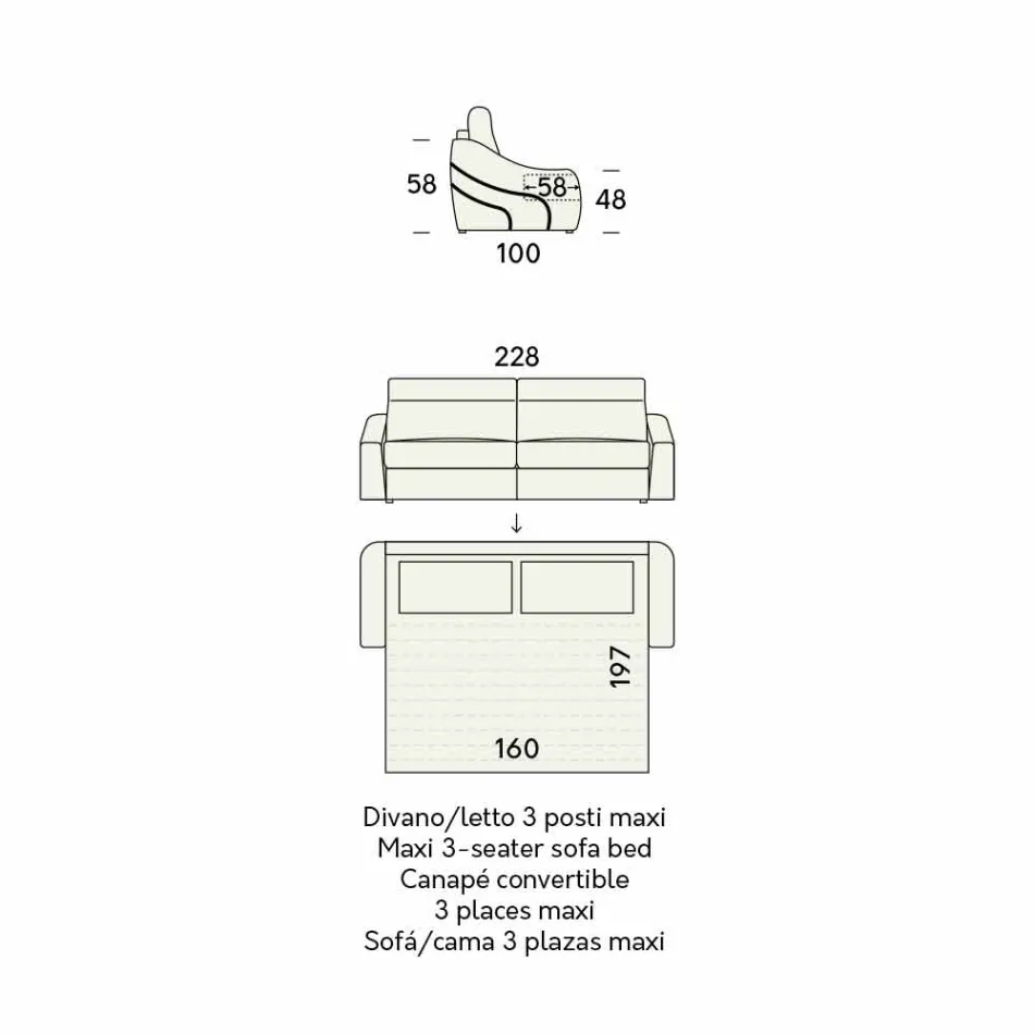 Modernes Schlafsofa gepolstert in Made in Italy Bicolor Fabric - Begonia Viadurini