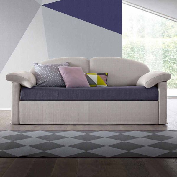 Einzelschlafsofa mit behälter aus stoff made in italy - kayla