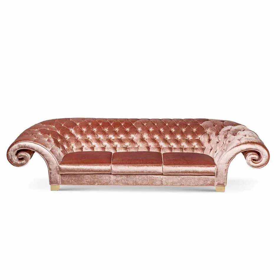 Leinensofa aus Capitonné-Stoff im klassischen Stil Baloo Viadurini