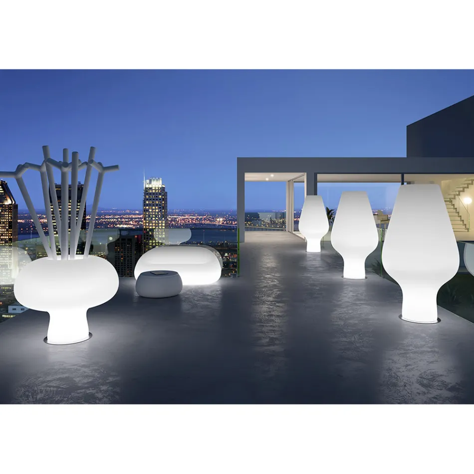 Helles Outdoor-Sofa mit LED-Licht aus Polyethylen, hergestellt in Italien – Ervin Viadurini