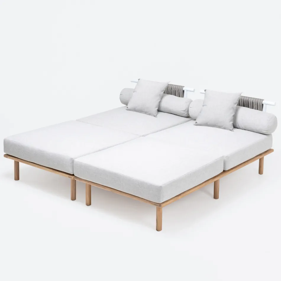 Modulares Gartensofa mit 2 Seilrückenlehnen - Bellatrix Viadurini
