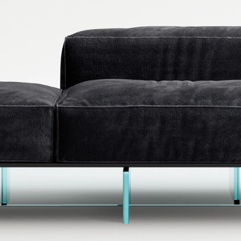 Saphir – Modernes Modulsofa mit Glasfuß, hergestellt in Italien Viadurini