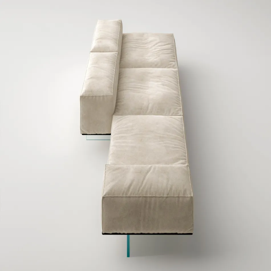 Saphir – Modernes Modulsofa mit Glasfuß, hergestellt in Italien Viadurini