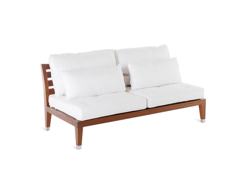 Outdoor 2- oder 3-Sitzer-Sofa aus Mahagoni Made in Italy mit Kissen - Balin Viadurini