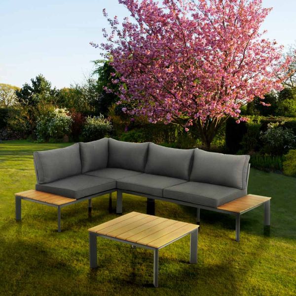 In chaiselongue umwandelbares sofa mit verstellbarer rückenlehne und couchtisch - finir