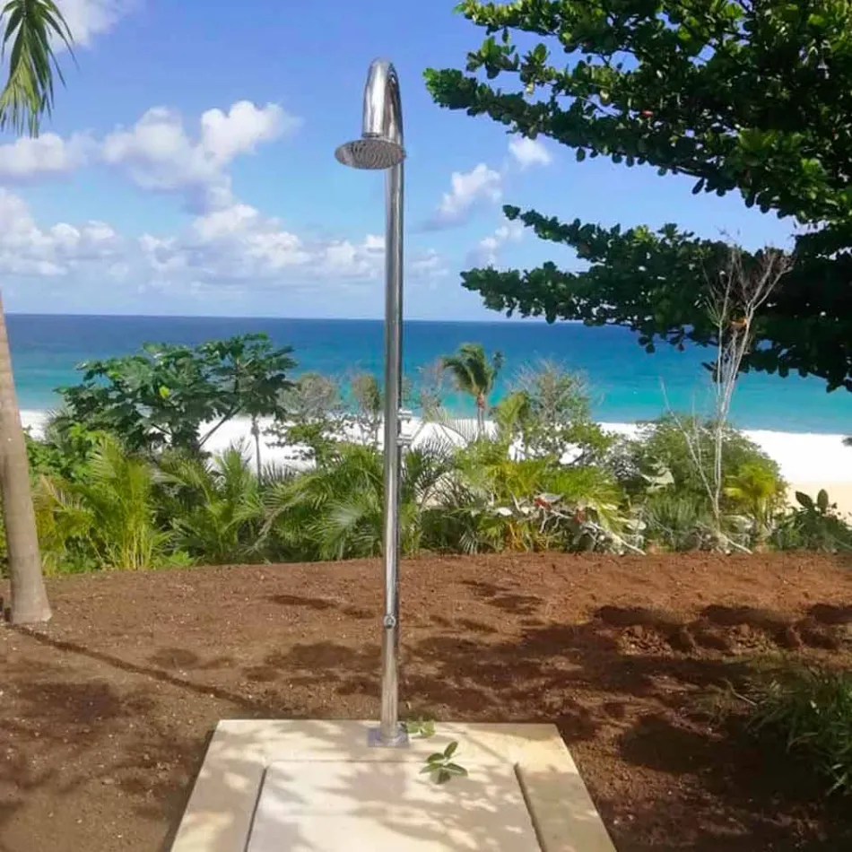 Gartendusche aus verchromtem Edelstahl mit Fußwaschung Made in Italy - Marlen Viadurini