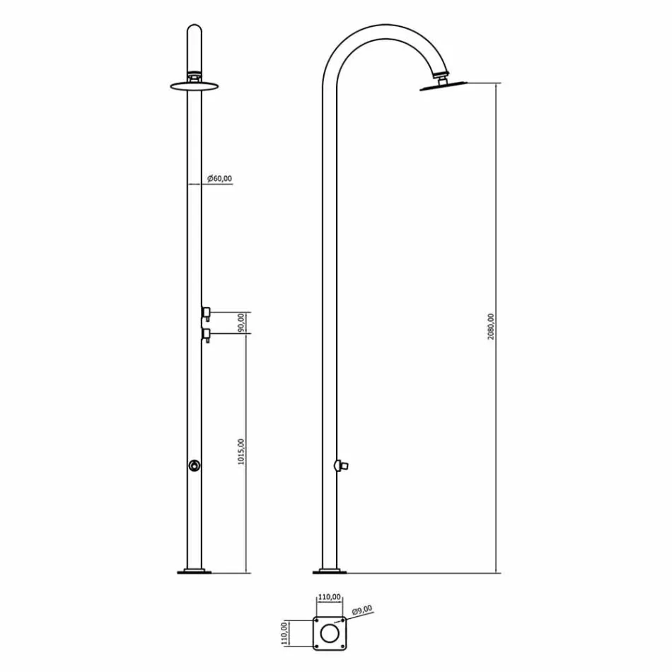 Gartendusche aus verchromtem Edelstahl mit Fußwaschung Made in Italy - Marlen Viadurini