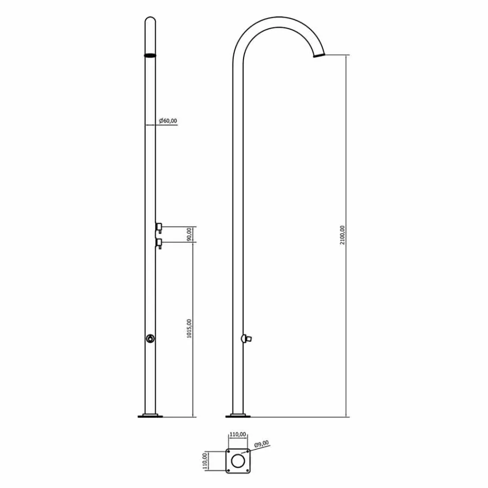 Gartendusche aus verchromtem Edelstahl mit Fußwaschung Made in Italy - Marlen Viadurini