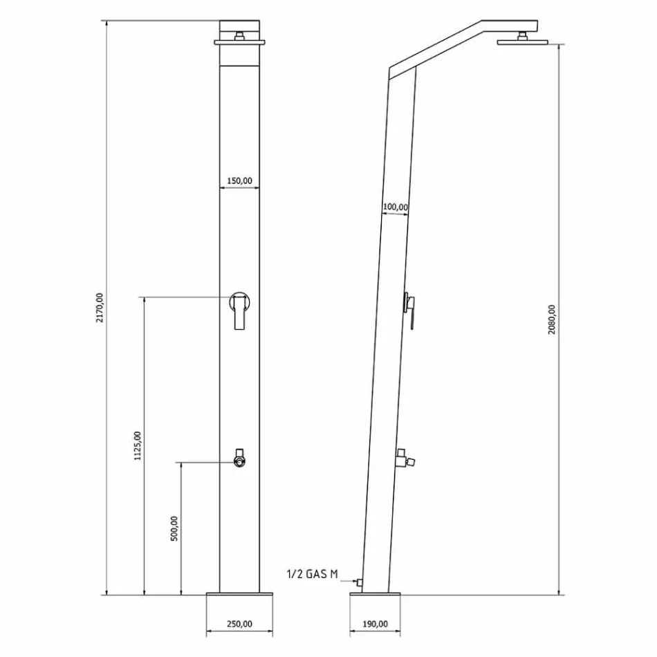 Solare Gartendusche aus schwarz lackiertem Edelstahl Made in Italy - Werner Viadurini