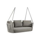 2-Sitzer Schaukelstuhl aus Metall und Seil mit Stoffsitz Hergestellt in Italien - Mari Viadurini