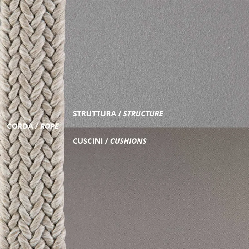 Gartenschaukel aus Stahl mit Seilen und Kissen inklusive Made in Italy - Bronn Viadurini