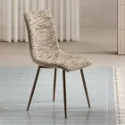 Zwei moderne Stühle mit Stoffbezug und zweifarbig lackiertem Metallgestell – Miral Viadurini