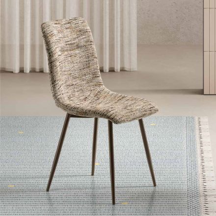 Zwei moderne Stühle mit Stoffbezug und zweifarbig lackiertem Metallgestell – Miral Viadurini