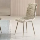 Zwei moderne Stühle mit Stoffbezug und zweifarbig lackiertem Metallgestell – Miral Viadurini