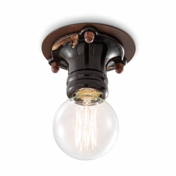 Retro lampe aus keramik und metall cloe ferroluce