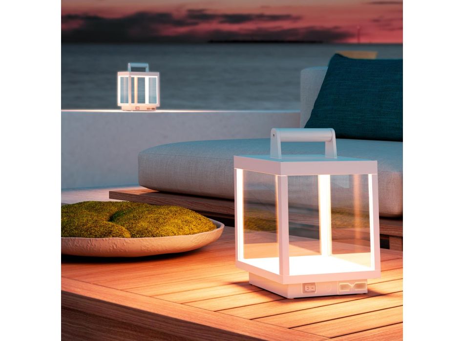 Dekorativer LED-Außenstrahler aus weißem Aluminium oder Corten - Bettina