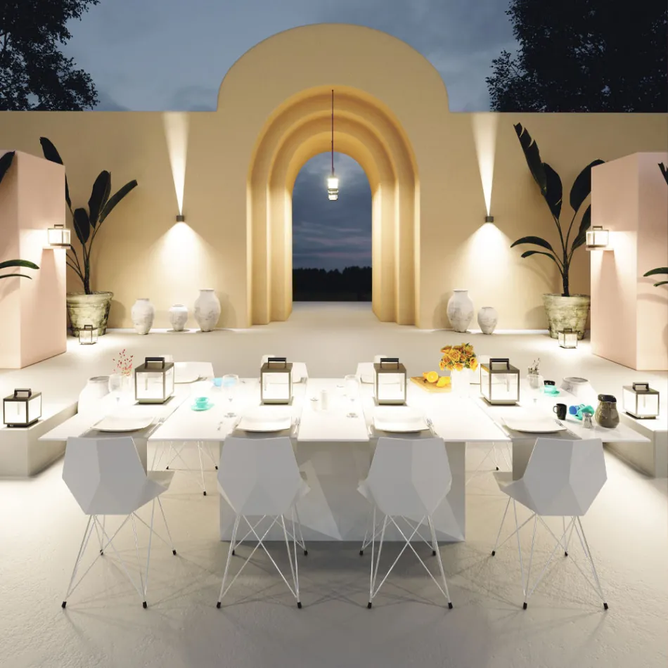 Dekorativer LED-Außenstrahler aus weißem Aluminium oder Corten - Bettina Viadurini