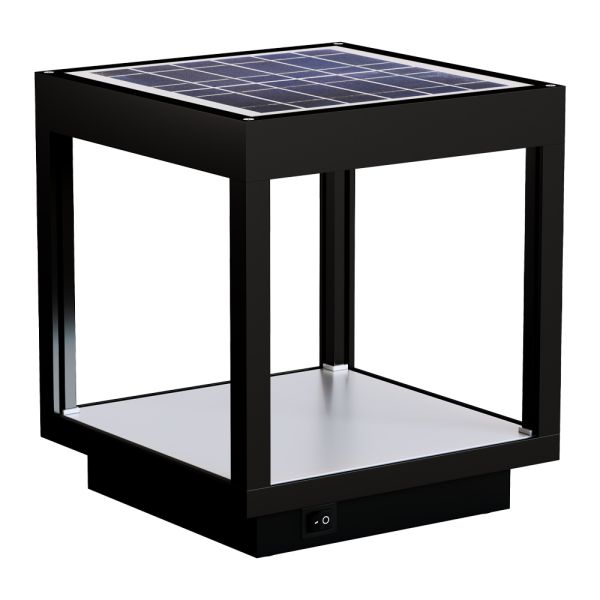 Tragbarer solar-led-strahler in weiß, schwarz oder corten-aluminium - bettina