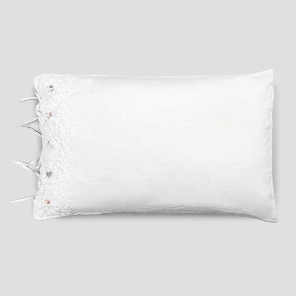 Bettwäsche kissenbezug mit weißer spitze, luxus design made in italy - kiss