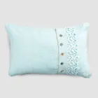 Kissenbezug aus farbigem Leinen, Poema-Spitze und italienischer Luxus-Paspelierung – Stego Viadurini