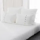 Kissenbezug aus hellem Leinen in Kreide oder im Retro-Stil mit Bändern im quadratischen Design – Prisco Viadurini