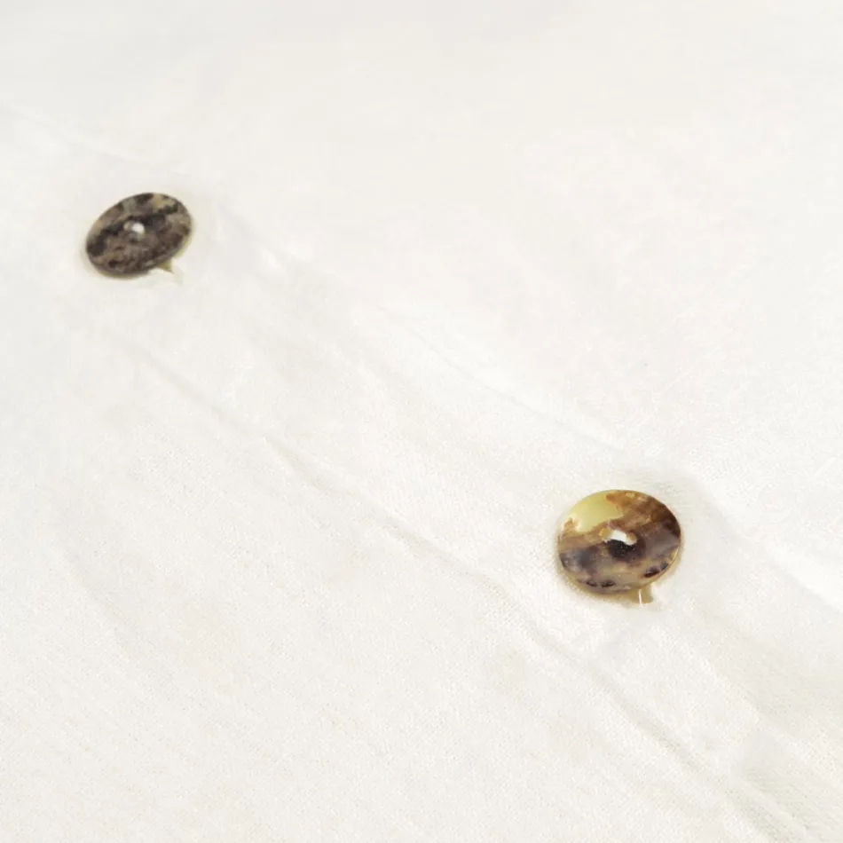 Quadratischer Kissenbezug aus buntem, schwerem Leinen mit Agoya-Knöpfen – mediterran Viadurini