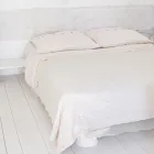 Quadratischer Kissenbezug aus schwerem farbigem Leinen mit Agoya-Knöpfen – Mittelmeer Viadurini