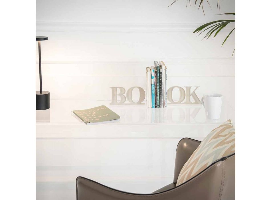 Design Buchstützen in Beige oder Weißem Plexiglas Geschriebenes Buch - Febook