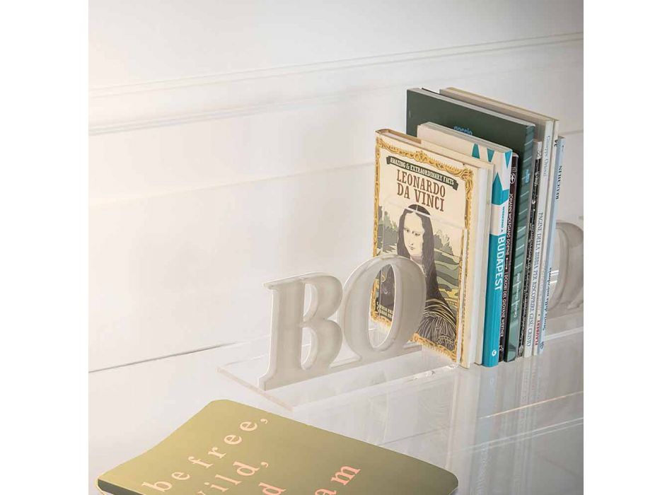 Design Buchstützen in Beige oder Weißem Plexiglas Geschriebenes Buch - Febook