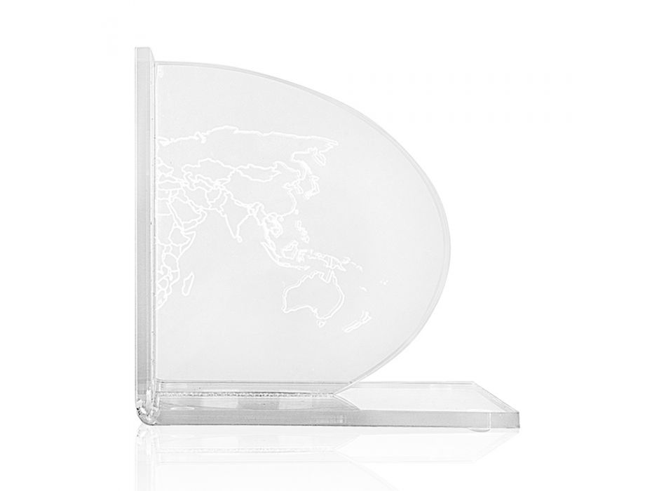Buchstützen in transparentem Plexiglas Design mit Karte 2 Stück - Aretone