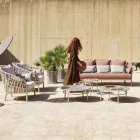 Pflanzgefäß mit Aluminiumstruktur und beigem Geflecht - Emma von Varaschin Viadurini