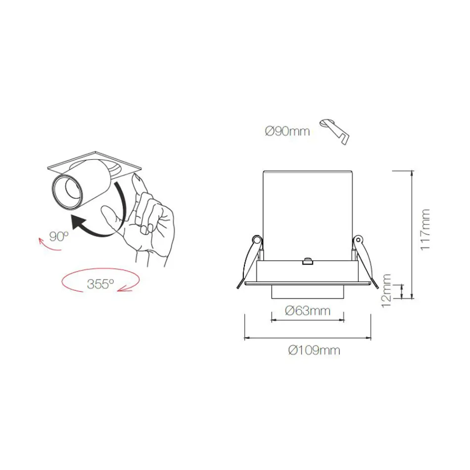 Fotoprojektor Led Deckeneinbauleuchte für Innenräume aus Aluminium - Etruscan Viadurini