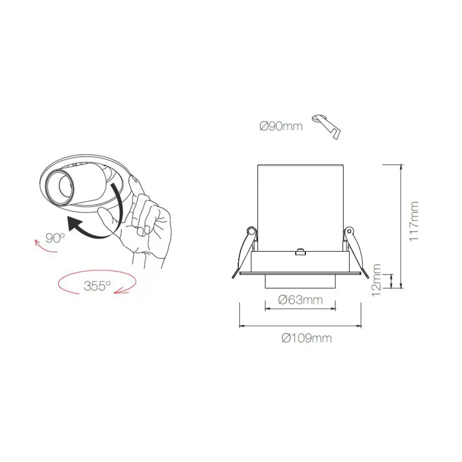 Fotoprojektor Innen verstellbare LED-Deckenleuchte aus Aluminium - Etruskisch Viadurini
