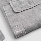 Anthrazitgraue Küchenschürze aus Leinen, niedriges Modell mit Tasche – Flick Viadurini