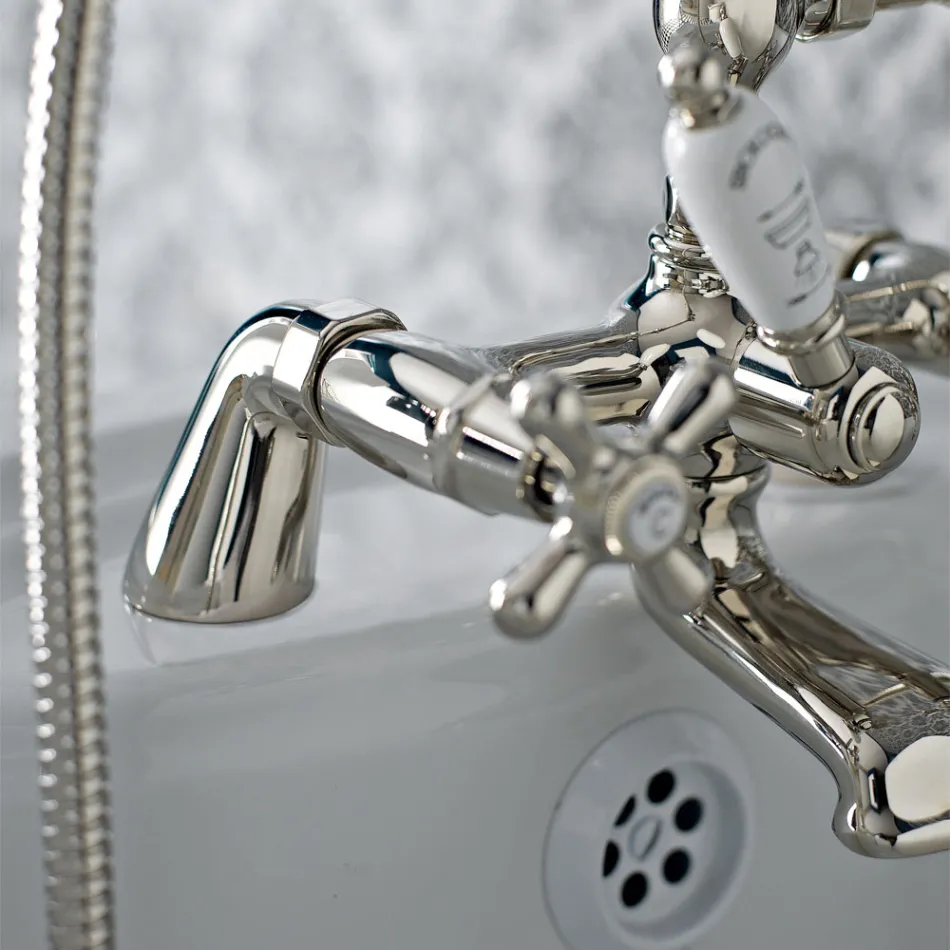 Klassische Badewannenrandgruppe mit Handbrause aus Messing Made in Italy - Ercolina Viadurini