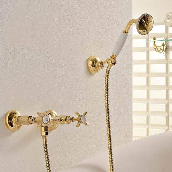 Duschgruppe im vintage-design aus messing, hergestellt in italien – katerina
